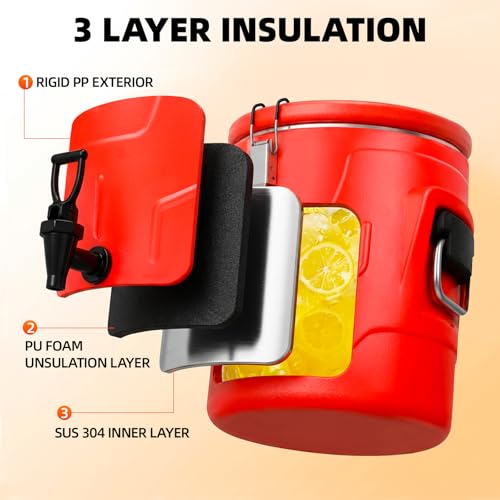 Beverage Dispenser 4 Gallon, Hot Drink Dispenser with 304 Stainless Steel Interior & Spout, Hot Water Dispenser for Partie...