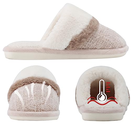 GOEWY Cozy Slippers for Women Indoor and Outdoor Fuzzy House Shoes with Memory Foam Anti-Skid Sole Gifts for Women Mom Ladies