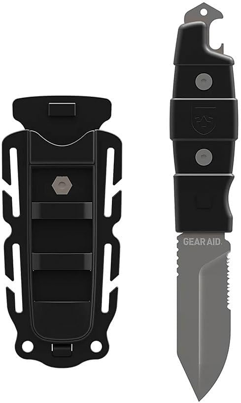 GEAR AID Buri Adventure Knife with Quick Release Sheath, Durable Stainless-Steel 3” Blade