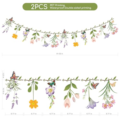 Ghegicu 2PCS Flower Banner Reusable Wildflower Garland Floral for Spring Party Enchanted Garden Theme Picnic Wedding Baby ...