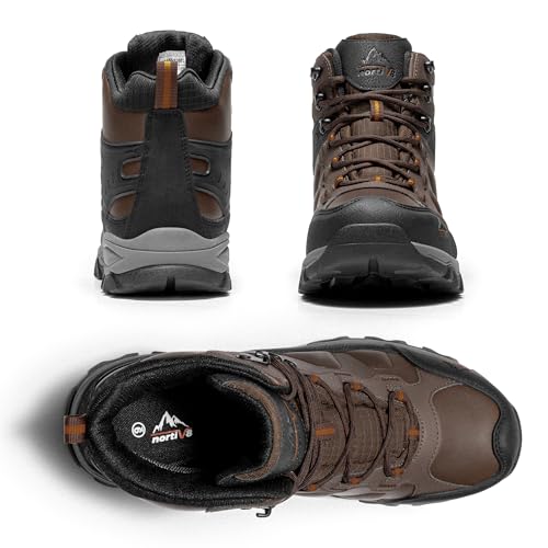 NORTIV 8 Men's Waterproof Hiking Boots Outdoor Trekking Lightweight Mountaineering Leather Shoes