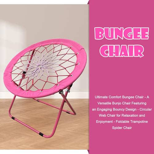 CAMP SOLUTIONS Bungee Chair Portable Foldable, Dish Chair Bunjo Game Chair for Outdoor and Indoor and Camping and BBQ (Pink)
