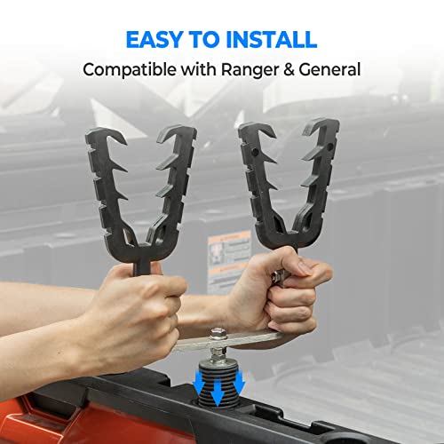 KEMIMOTO UTV Tool Rack, Hunting Tool Holder Rack Tool Mount Compatible with Polaris Ranger & General, Bow Holder Grips with Rubber Snubbers