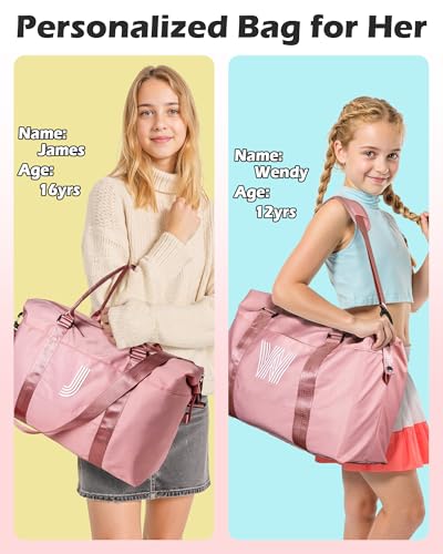 Vogewood Birthday Gifts for Girl 5 6 7 8 9 10 11 12 13 14 15 16 Year Old, Granddaughter Gift, Travel Duffel Bag, Personalized Kids Weekender Bag, Presents for Teenage Daughter Gift (Letter K)