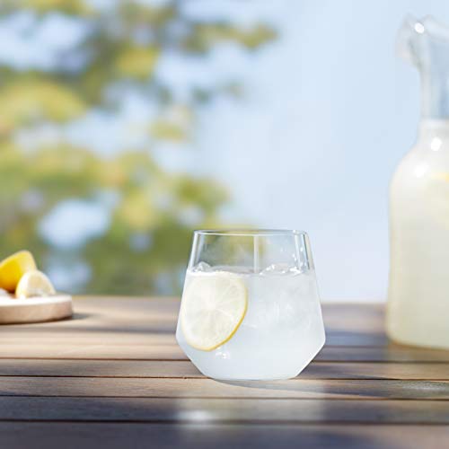 Amazon Basics Tritan BPA-Free Plastic, Dishwasher Safe, Stemless Wine, Shatterproof, 14-oz, Clear, Set of 4