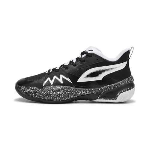 PUMA Men's Genetics Basketball Shoes, Black-for All Time Red, 14