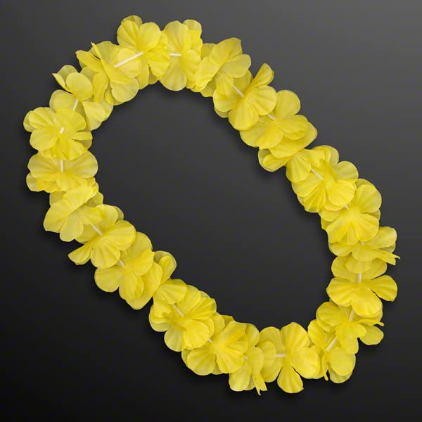 blinkee Vibrant Yellow Satin Faux Floral Lei - 36 Hawaiian Flower Necklace for Luau & Tropical Parties
