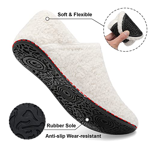 Fires Womens Mens Slippers with Rubber Sole Soft-Lightweight House Slipper Socks Around House Shoes Non Slip Indoor/Outdoor