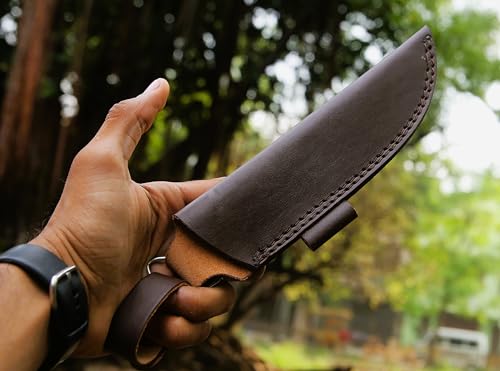 Leather Knife Sheath - Straight Knife Holster Blade Cover, Premium Leather Belt Knife Case for 3.7" Blade Knives - Compact...