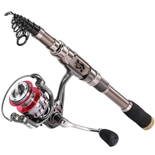Sougayilang Fishing Rod Reel Combinations, 24 Ton Carbon Fiber, Portable Telescopic Fishing Rod Spinning Reels for Travel ...