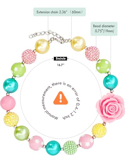 Hosiwei Princess Bubblegum Dog Collar Necklace, Chunky Beads (19mm) with Flower Charm Pet Collar | Adjustable Sparkling Pe...