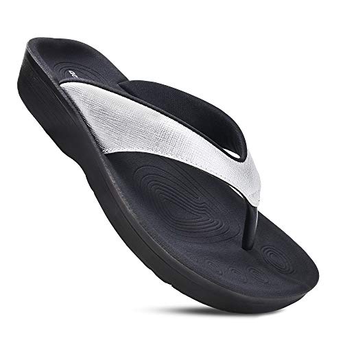 AEROTHOTIC Slip On Recovery Footwear Plantar Fasciitis Flip Flops for Women Yoga Mat Outdoor Walking Beach Ladies Arch Sup...