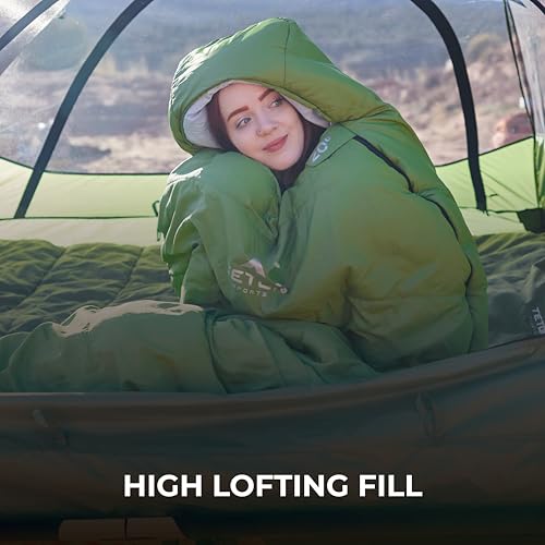 Teton LEEF Lightweight Mummy Sleeping Bag Perfect for Camping, Hiking, and Backpacking; Cold Weather Option, Compression S...