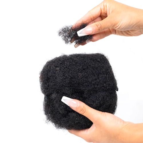 Tight Afro Kinky Bulk Human Hair for Dreadlock Extensions 100% Human Hair,150g 5 Packs 12 Inches Long,Natural Black #1B,Repair Extensions,Making Locs or Braids, with Needles and Hairpin