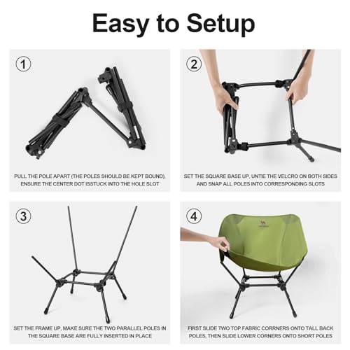 CAMEL CROWN Folding Camping Chair, Lightweight Portable Compact Lawn Chair with Side Pocket for Outdoor Travel Beach Picni...