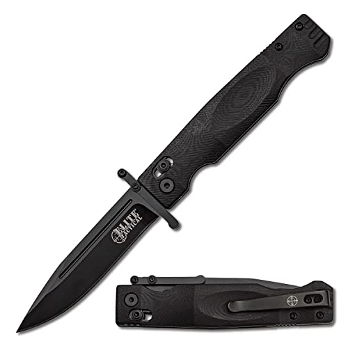 Elite Tactical Folding Knife, 8.5 Inch Total Length, D2 Steel Blade, Black ET-FDR012BK