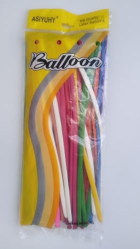 ASIYUHY 260 long balloons 100 Pack Twisting Animal Balloons Assorted Color Thickening Latex Modeling Long Magic Balloons f...
