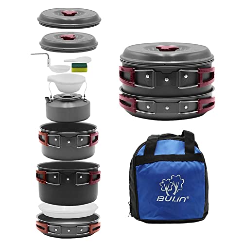 FineFlame Camping Stove 3 Burner 20400 BTU With Bulin 13 PCS Camp Cookware Set