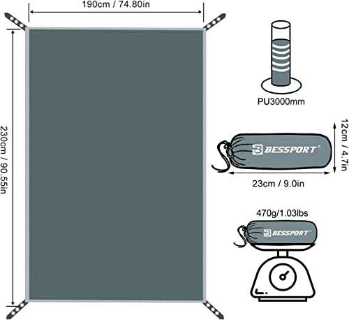 Bessport Tent Footprint for 1-2-3-4 Person Tent Waterproof Camping Tarp with Drawstring Carrying Bag for Picnic, Hiking an...
