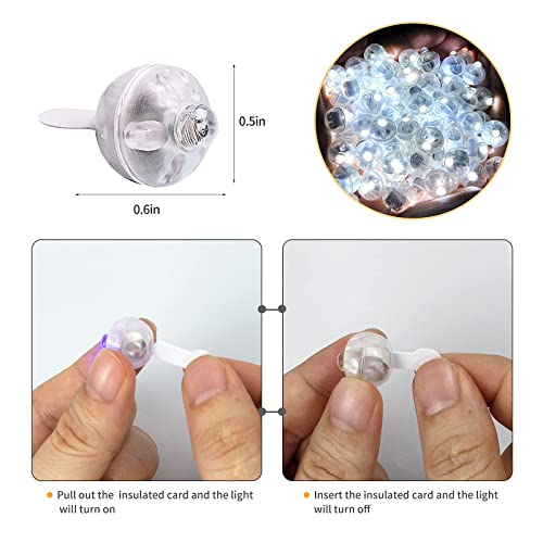 Aogist 100pcs White Balloon Lights,Long Standby Time Waterproof Mini Light,Battery Powered,Round LED Ball Lamp for Latex B...