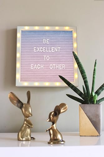 Letter Board THE ORIGINAL Gradient Felt Board with Stand, Built-in LED Lights 10x10 -Menu Board + Wood Frame, 340 Letters,...