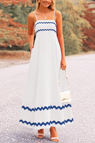 PRETTYGARDEN Women's 2026 Summer Flowy Maxi Dress Casual Sleeveless Spaghetti Strap Ruffle Beach Long Dresses