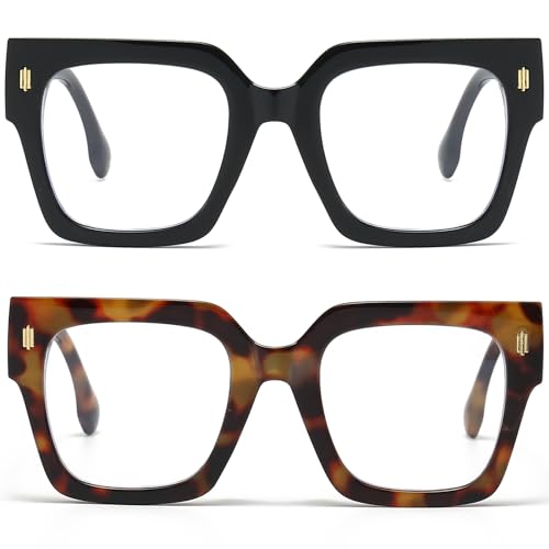 Breaksun Fashion Oversized Blue Light Blocking Glasses for Women Men Trendy Big Square Frame Computer Eyeglasses