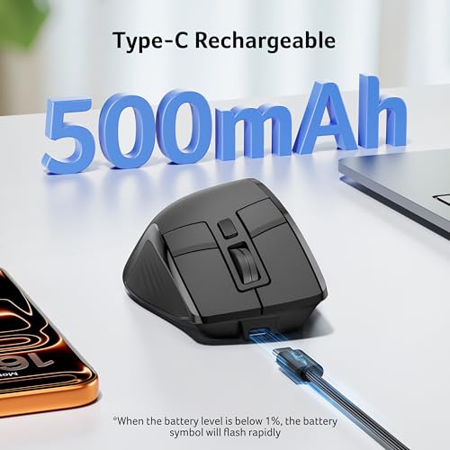 acer Wireless Mouse for Laptop, Bluetooth Computer Mouse for 4 Devices(2.4Ghz+BT 5.2+Wired), OLED Screen Ergonomic Recharg...