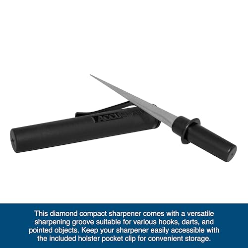 AccuSharp Diamond Compact Tapered Rod Sharpener, Portable Knife & Tool Sharpener for Serrated Blades, Fillet Knives & Fish...