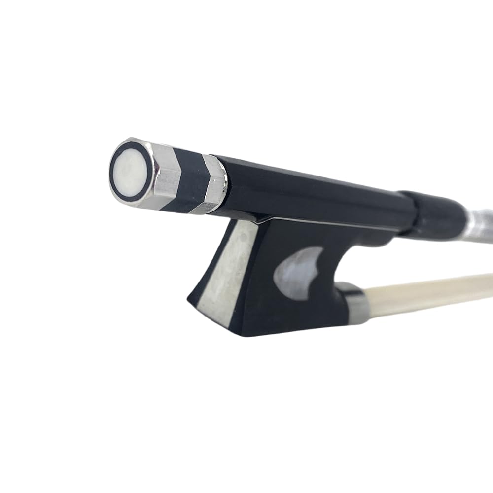 Yinfente Violin Bow 4/4 Carbon Fiber Ebony Frog With Shield Inlay,Mongolian Horse Hair,Stick&Well Balance 4/4 Violin Bow For All