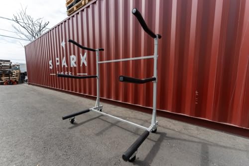 SPAREHAND Freestanding Triple Storage Rack - Heavy Duty G-C4 Caster Wheels with W/Brake - Tri-Level Rack System for 3 Kaya...