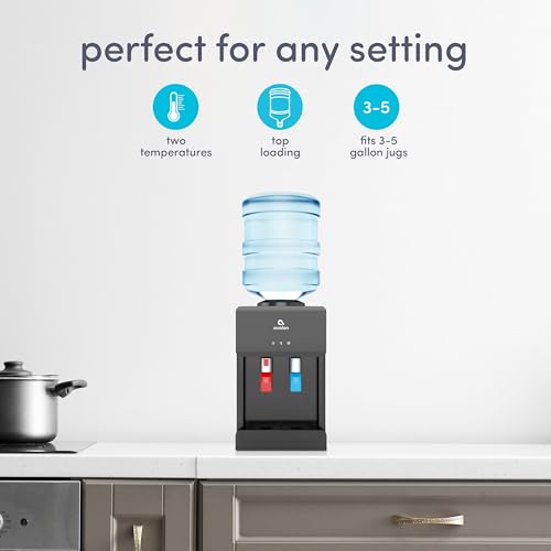 Avalon Premium Hot/Cold Top Loading Countertop Water Cooler Dispenser With Child Safety Lock. UL Listed- Black