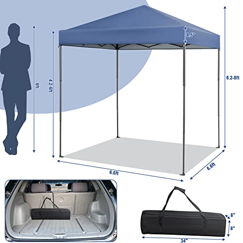 Tangkula 6.6x6.6 Ft Pop Up Canopy, 1 Person Instant Setup Canopy Tent with Center Lock, UPF 50+ Sun Protection, 8 Stakes, ...