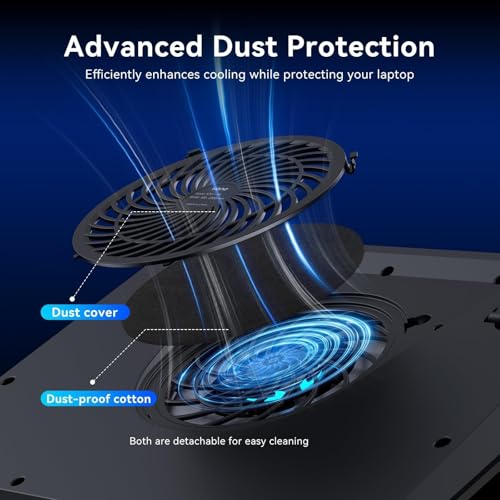 llano V12 Laptop Cooling Pad, Gaming Laptop Cooler Stand with 5.5inch Powerful Turbo Fan, Adjustable Speed, Touch Control,...