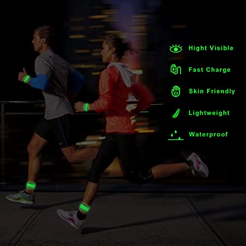 TRAYIU LED Safety Wristband Lights - Rechargeable Light Up Arm Ankle Band Kids Magic Slap Glow Bracelets Reflective Belt H...