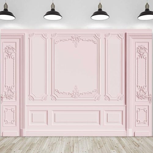 Ayayiya Light Pink Empty Room Wall Photography Backdrop Classic Interior Wedding Photo Background Girls Birthday Baby Show...