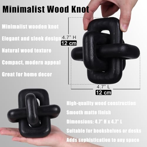 oliruim Wooden Knot Decoration Bohemian Decoration Hand-Carved Knot Black Coffee Table Decoration Suitable for Modern Home...