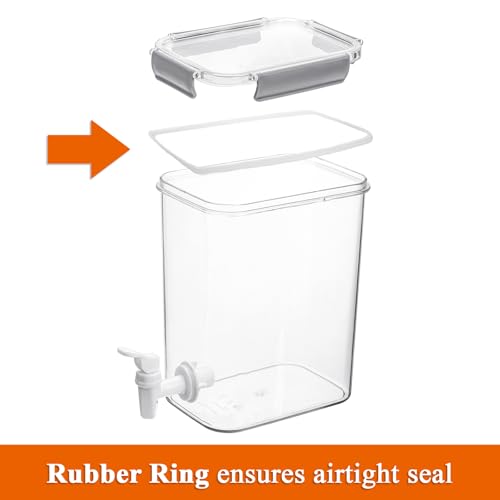 Elsjoy 1.2 Gallon Plastic Drink Dispenser with Spigot, Cold Beverage Dispenser Fridge Drink Container for Iced Tea, Lemona...