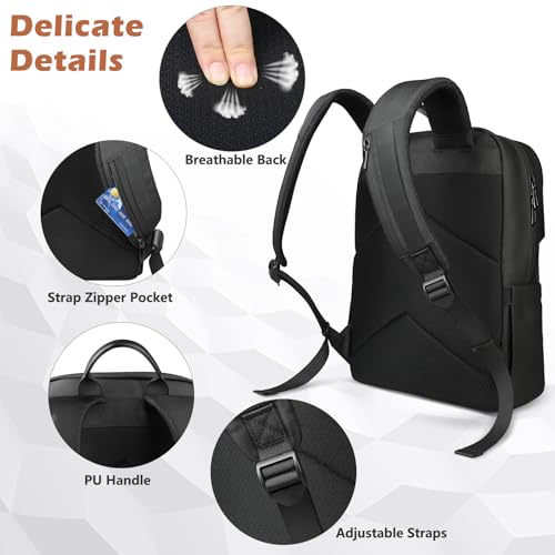 hk Slim Laptop Backpack for Men Women, Lightweight Business Backpacks 15.6 Inch Water-resistant Computer Bag for College W...