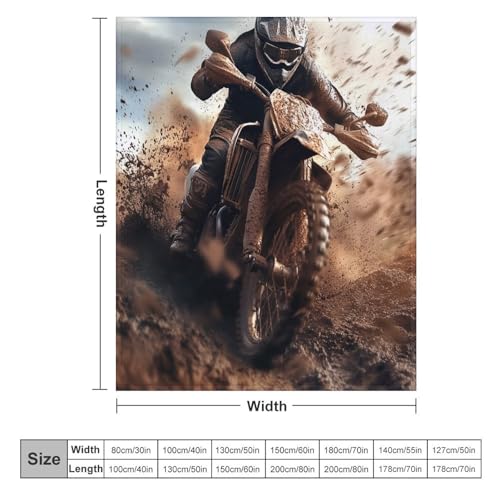 DIPQIMI Dirt Bike Racer Throw Blanket, Soft Lightweight Cozy Warm Extreme Outdoor Sport Flannel Blankets for Couch Bed Tra...