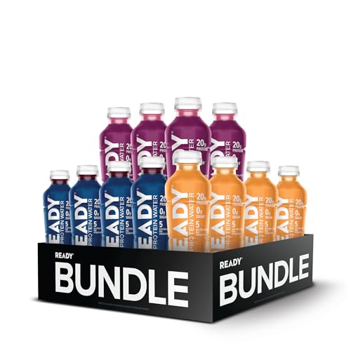 Ready® Clear Protein Water Variety Pack – Black Cherry, Blueberry & Orange Mango | 12 Bottles | 20g Protein | Sugar-Free