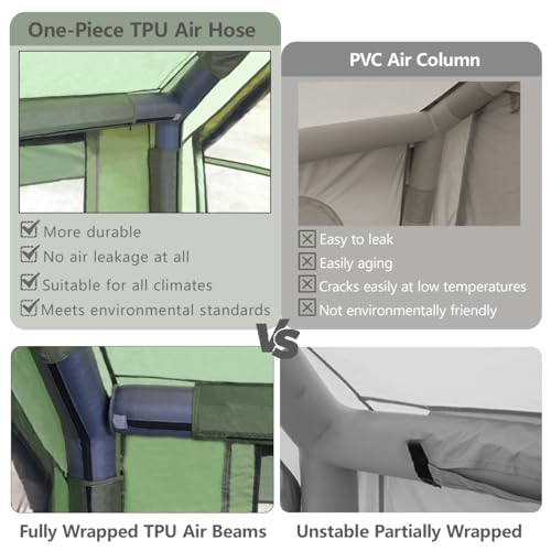 Inflatable Tent for Camping Large Blow Up Tents Glamping 4-8 Person House 4 Season Air with Pump Easy Set up Waterproof Ou...
