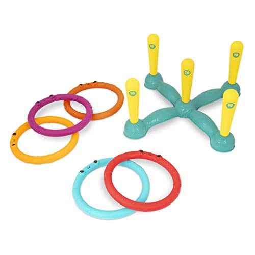 B. toys ? Ring Toss Game ? Indoor & Outdoor ? Sling ? a ? Ring Toss ? 12 Pieces ? 5 Pegs & 5 Colorful Rings ? for Toddlers, Kids ? 3+ Years