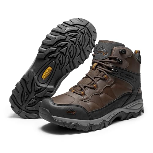 NORTIV 8 Men's Waterproof Hiking Boots Outdoor Trekking Lightweight Mountaineering Leather Shoes