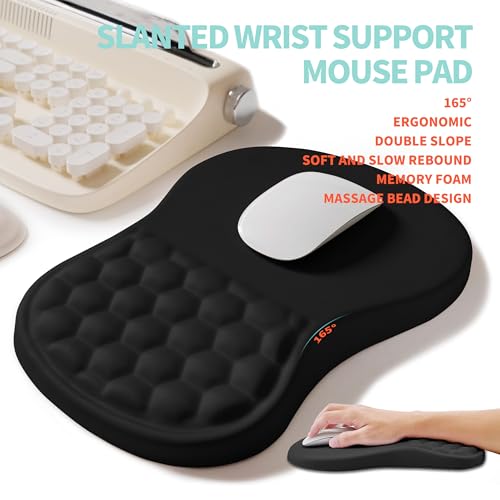 KUOSGM 2-in-1 Ergonomic Set, Wave Rise Keyboard Wrist Rest and Massage Bulge Slope Mouse Pad Wrist Support, Cushion Memory...