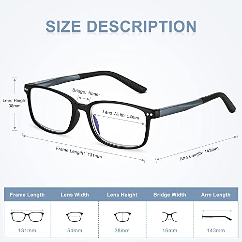 EASY READ 2 Pairs Sporty Style Reading Glasses for Men，Rectangular TR90 Blue Light Blocking Readers with Spring Hinge