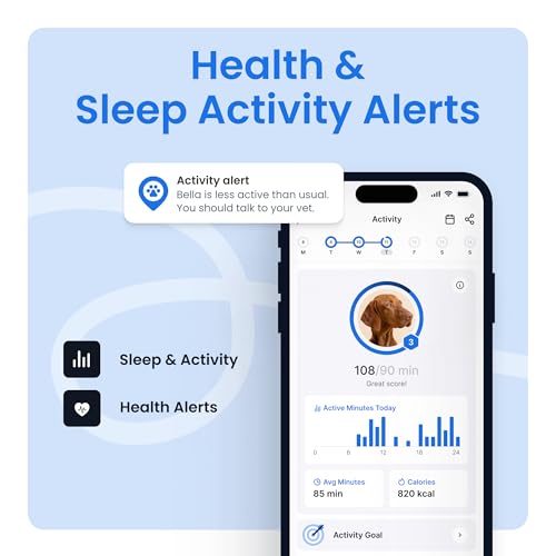 Tractive XL Smart Dog GPS Tracker | Live Pet Tracker with Virtual Fence | Vital Signs Monitoring of Heart & Respiratory Ra...