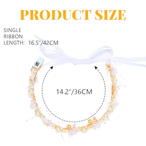 Zehope Light Up Flower Headbands LED Princess Pearl Floral Wreath Headpiece Bridal Wedding Garlands Hair Accessories for W...
