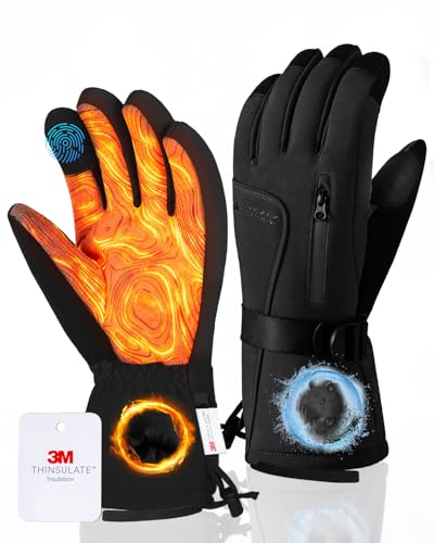 GXCROR Winter Gloves for Men & Women, Waterproof Touchscreen Ski Gloves with 3M Thinsulate -22°F Warmth, Windproof Cold We...