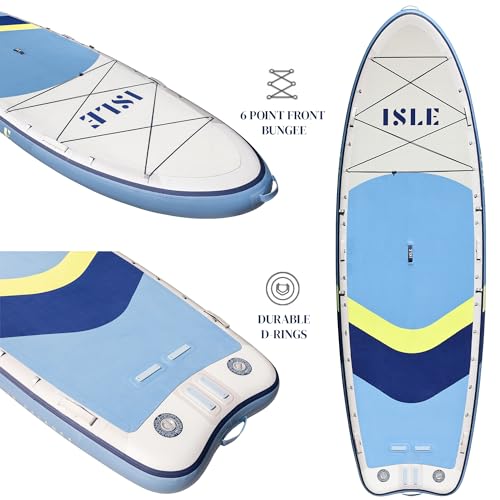 ISLE Megalodon Inflatable Stand Up Paddle Board & iSUP Bundle Accessory Pack - Up to 1,050 lbs Capacity — Durable, Lightwe...